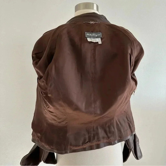 Salvatore Ferragamo Genuine Leather Jacket Brown Italy S - Picture 13 of 14